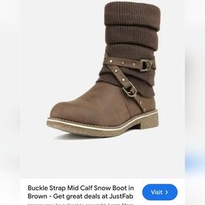 Brown Knit Cuff Boots with Buckle Detail BY: Justfab